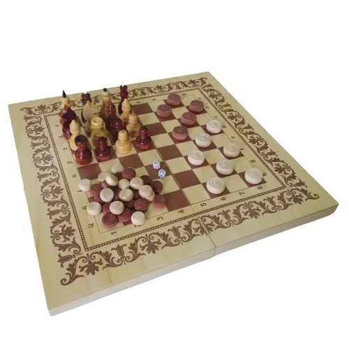 Игра 3 в 1 (нарды, шашки,шахматы) Россия - миниатюра 2