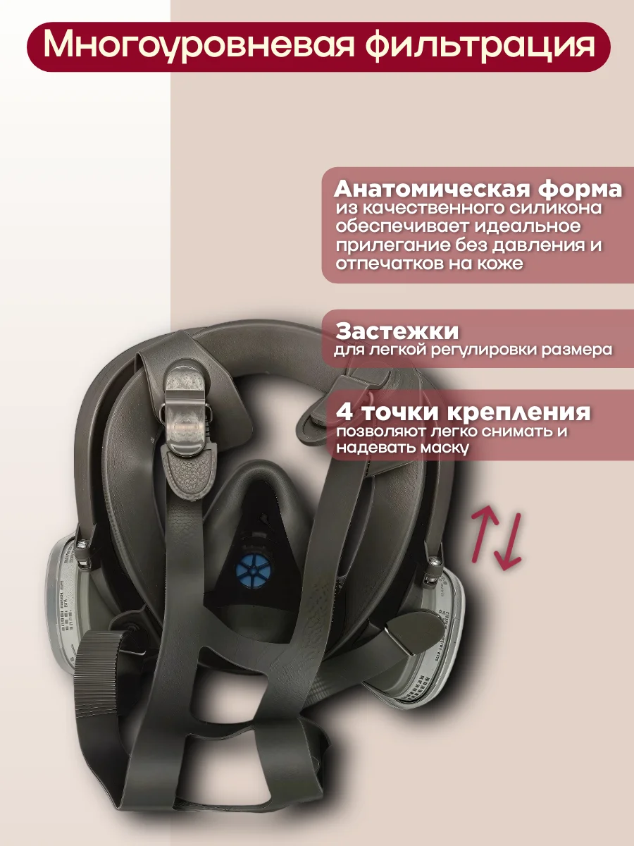 Маска респиратор полнолицевой FFP3, аналог 3M - миниатюра 2