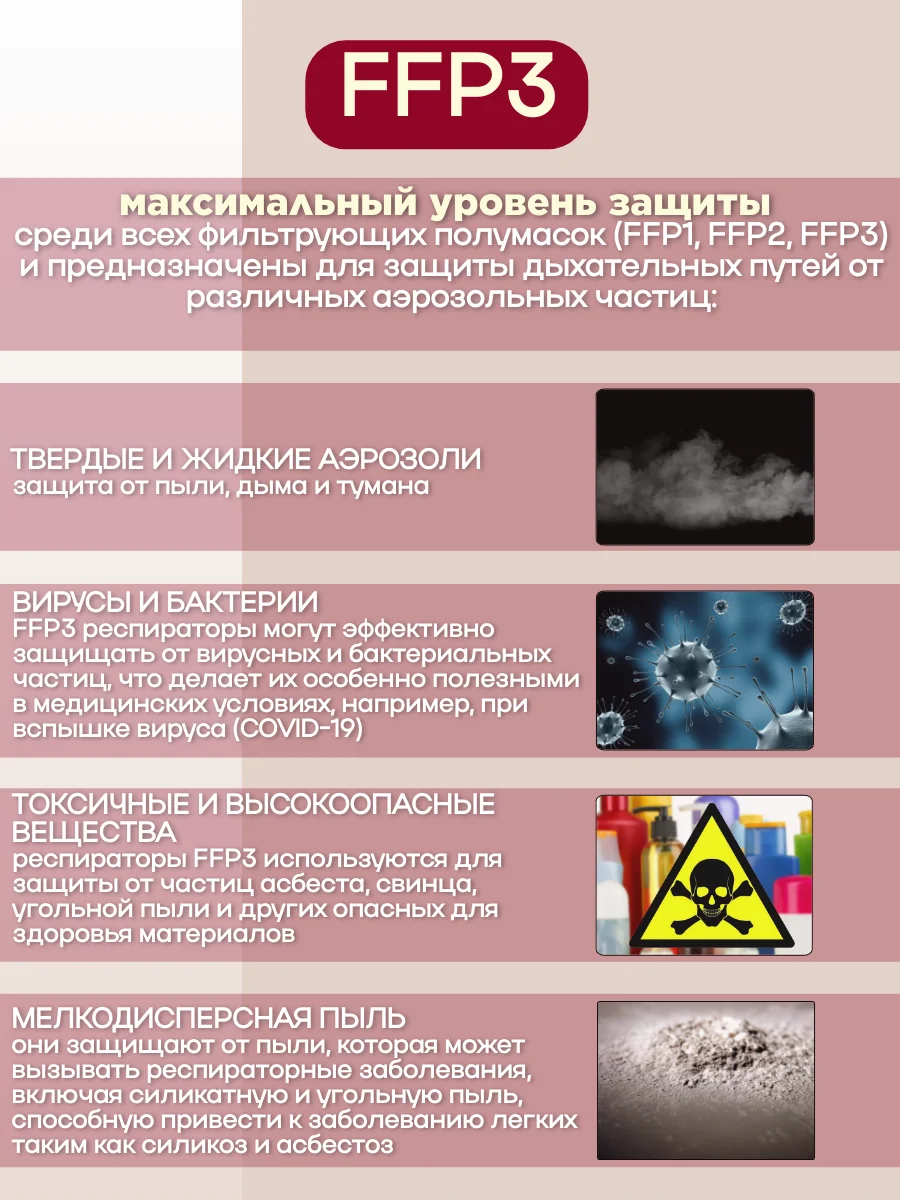 Маска респиратор полнолицевой FFP3, аналог 3M - миниатюра 6
