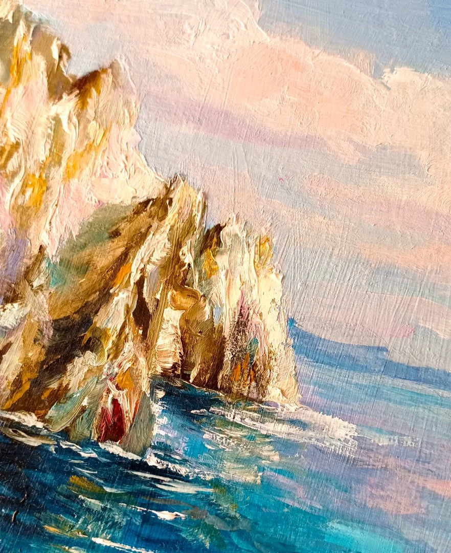 Картина Белые скалы, масло, оргалит, 25*25 см - миниатюра 2