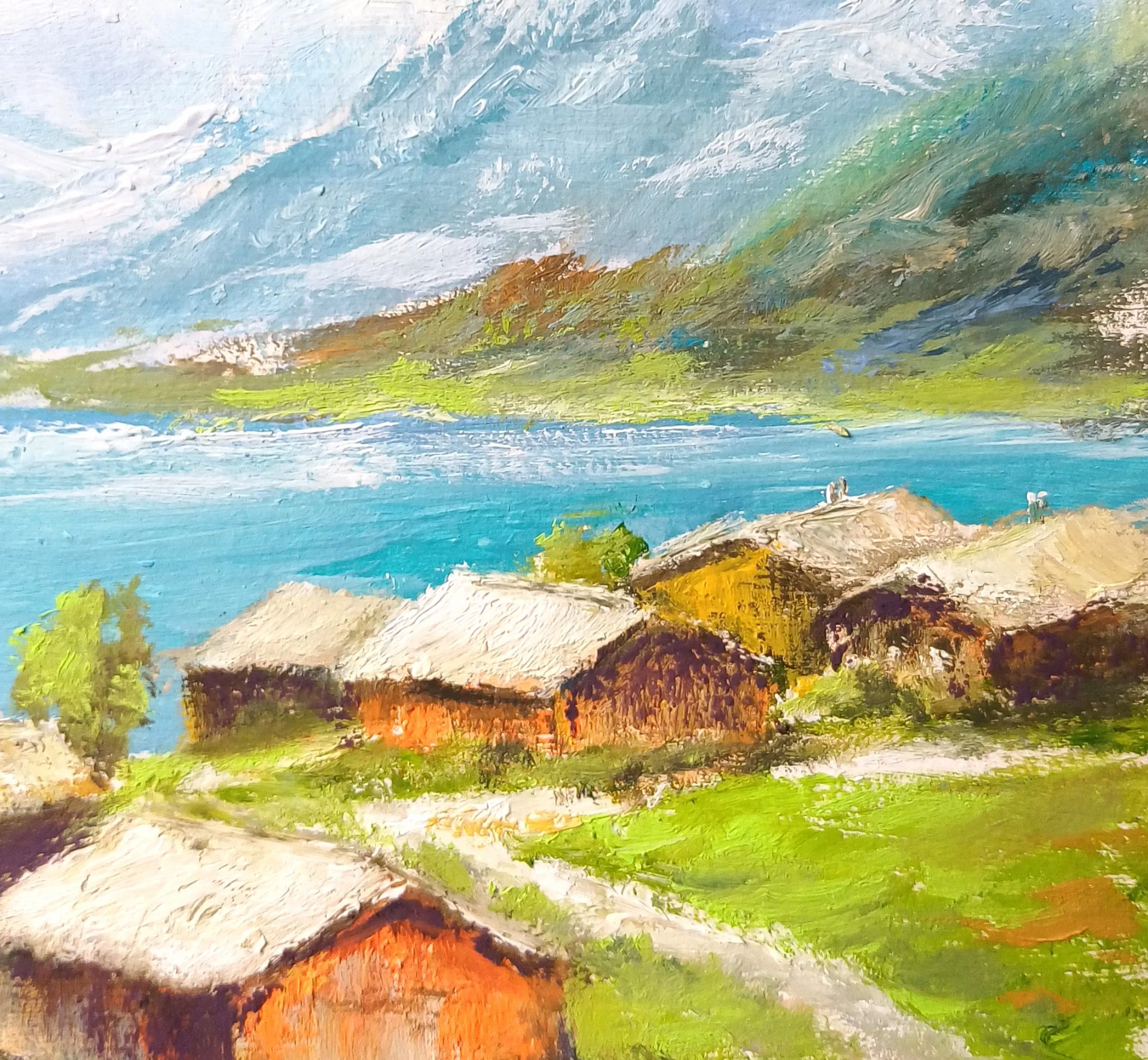 Картина Алтай Белое озеро масло картон миниатюра 15*21 см - миниатюра 3