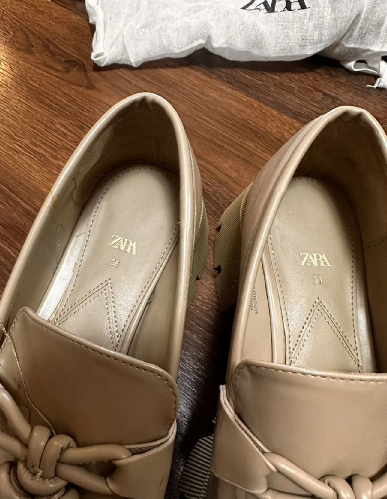 Бежевые лоферы Zara оригинал 36 - миниатюра 7