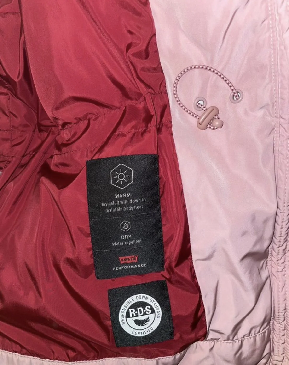 Пуховик Levi's розовый S - миниатюра 7