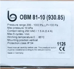 OBM 81-10 (930.85) Реле давления - миниатюра 2