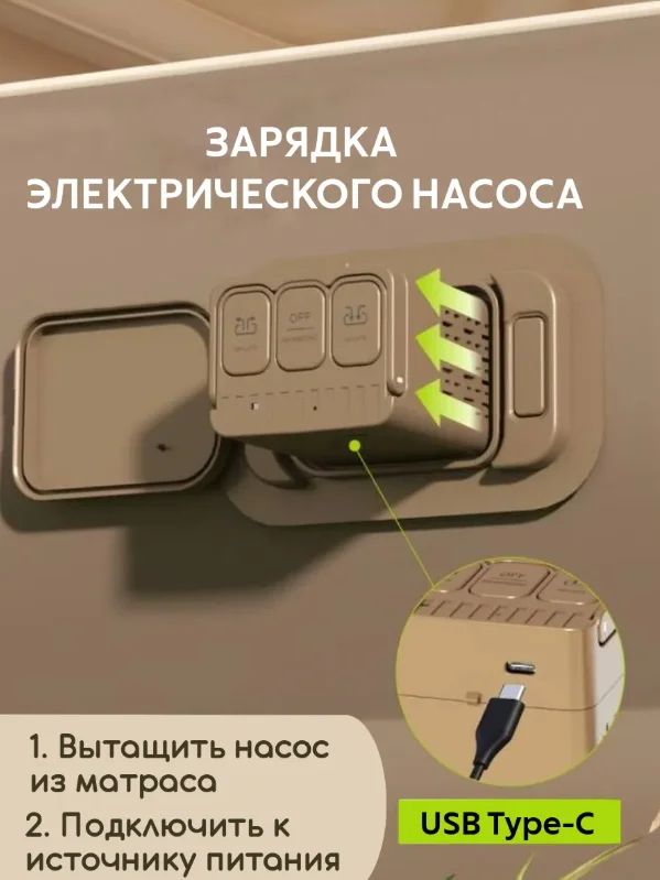 Надувной матрас со встроенным электронасосом 200х150х25 - миниатюра 2