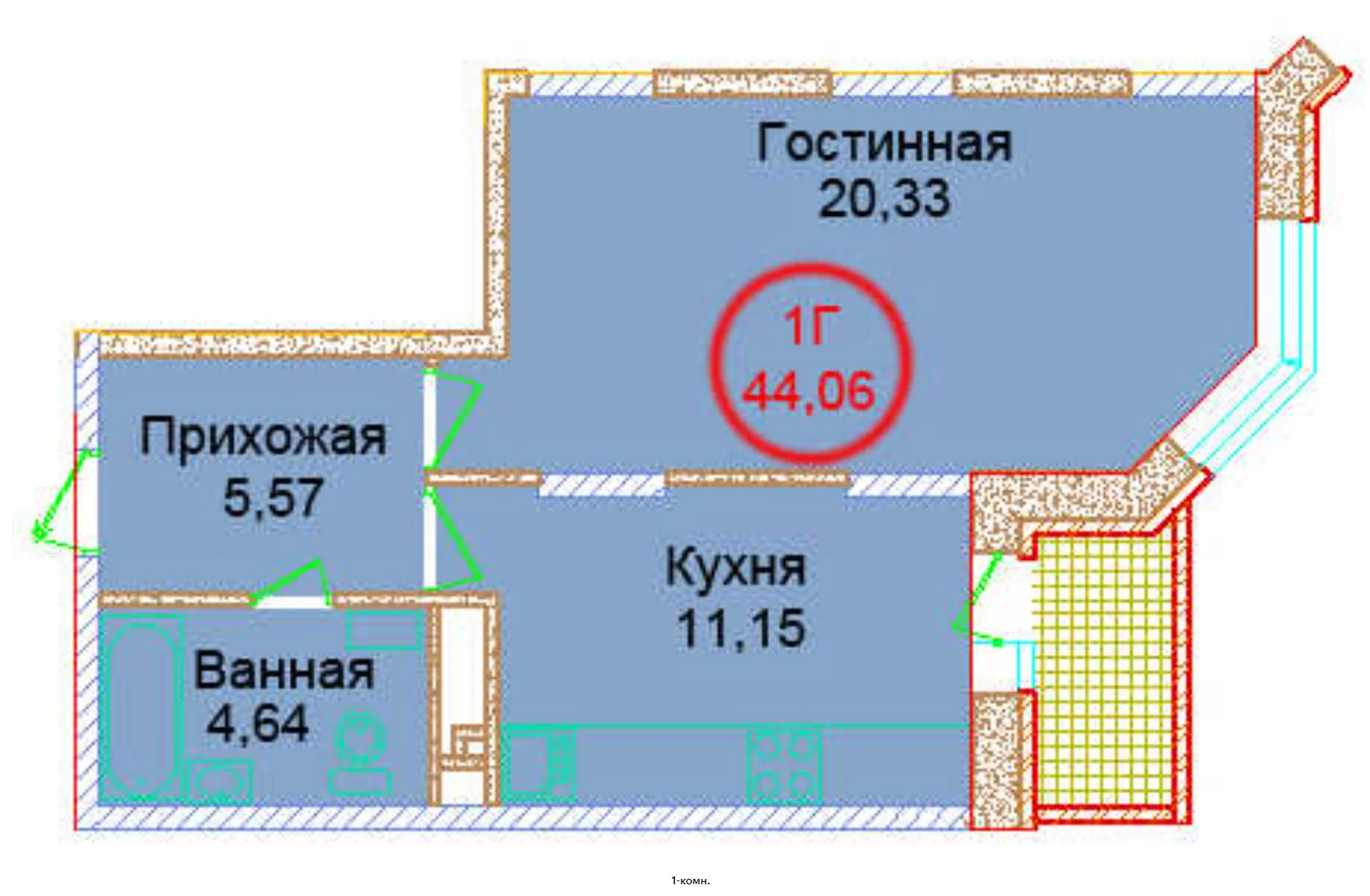 Аукцион: 2-к. квартира, 65,4 м², 18/22 эт - миниатюра 24