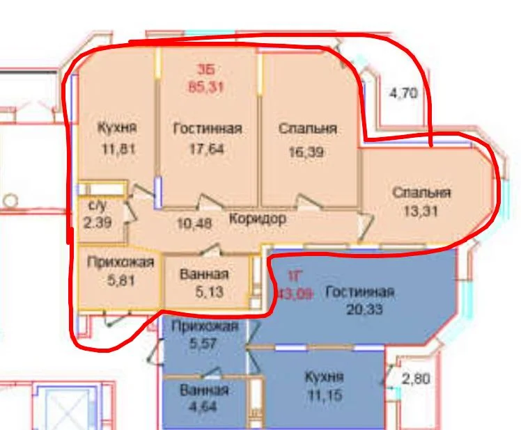 Аукцион: 2-к. квартира, 65,4 м², 18/22 эт - миниатюра 27
