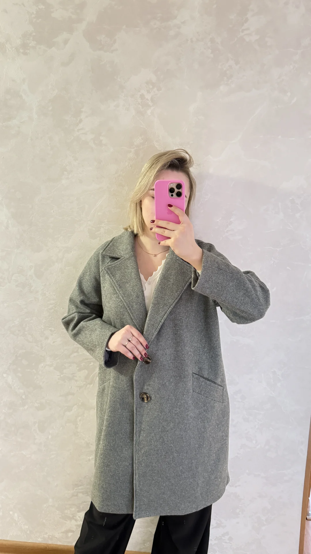 Пальто женское новое L-XL серое - миниатюра 5