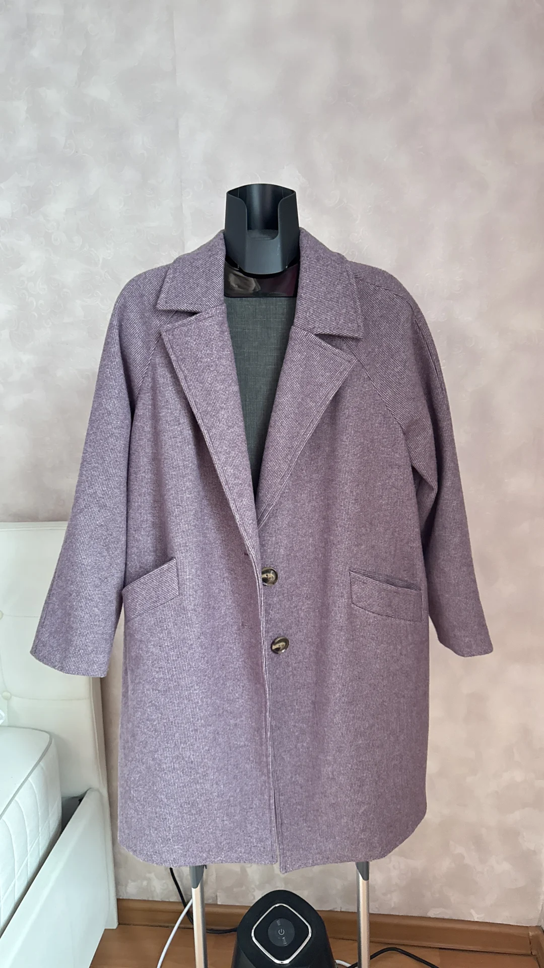 Пальто женское новое L-XL фиолетовое сиреневое - миниатюра 6