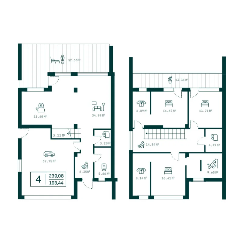 Двухэтaжный тaунхауc 216,26 м² - миниатюра 4