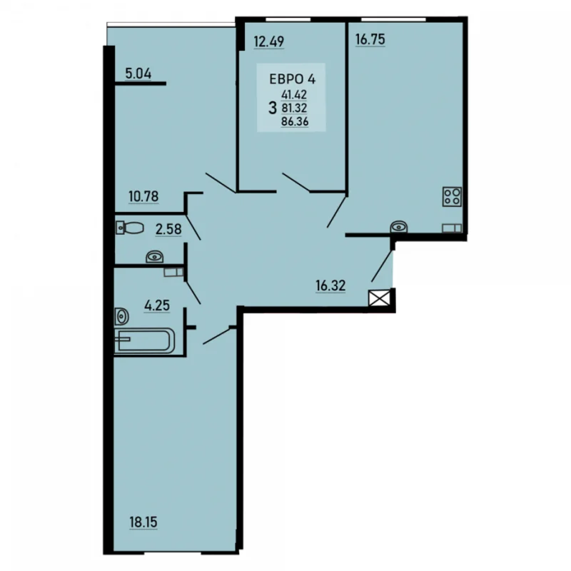 Просторная 3-к квартира, 86 м2, 16/17 эт. - миниатюра 3