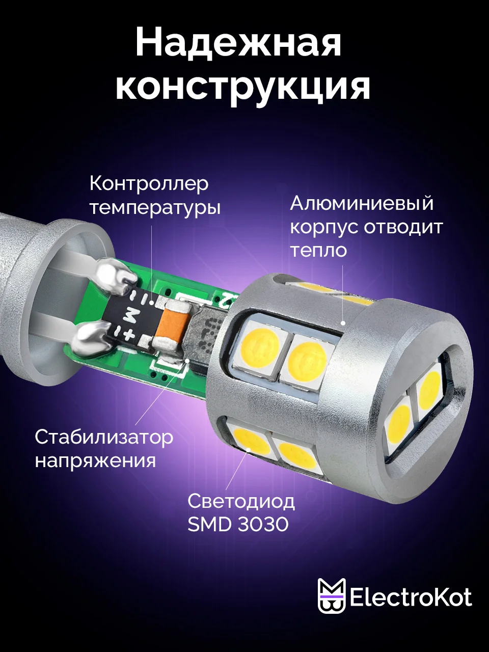 Сверхъяркие лампы в габариты УльтраЛед W5W T10 6000K белый свет - миниатюра 5