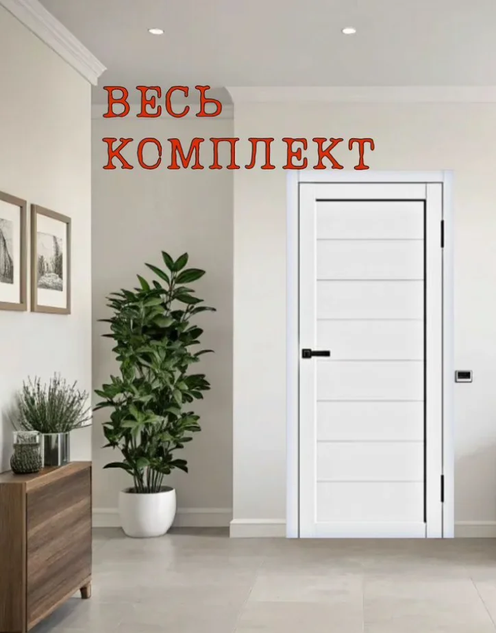 Дверь межкомнатная белая, полный комплект - изображение 1