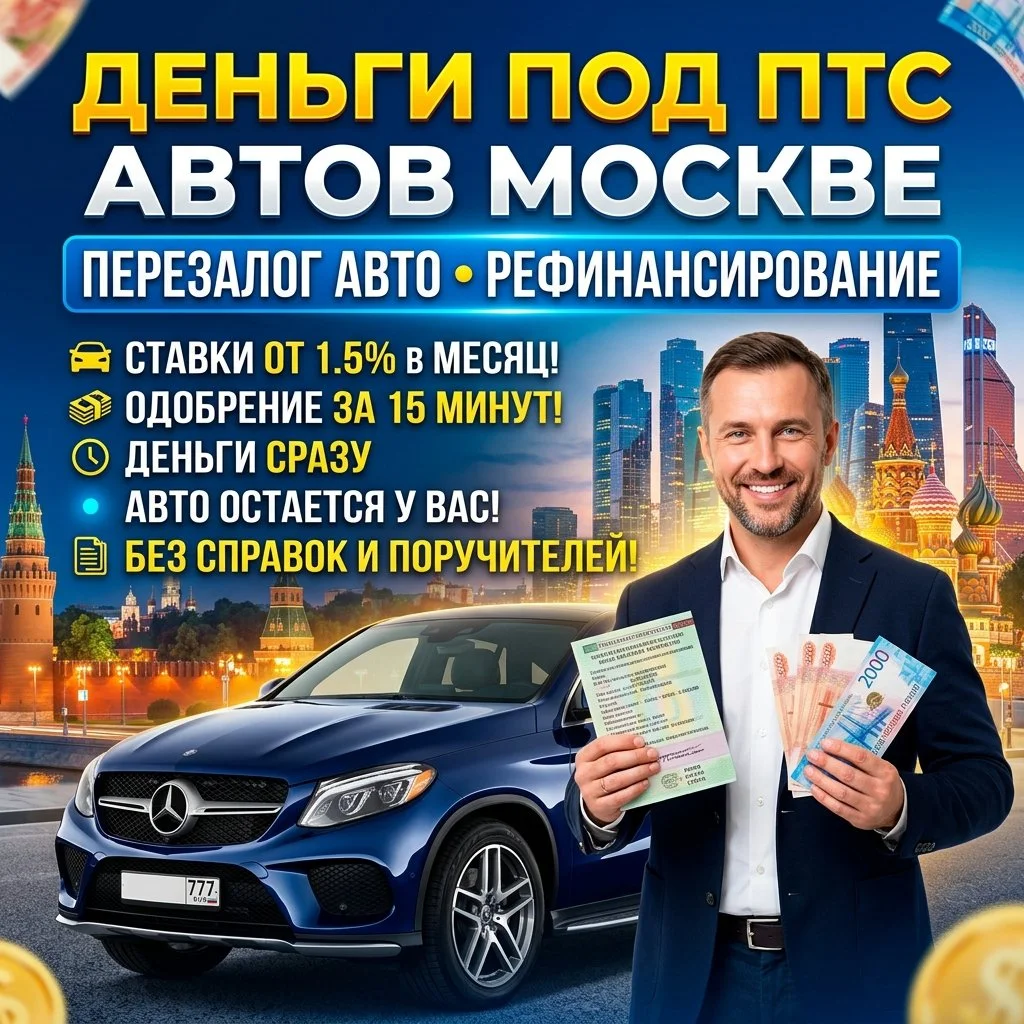 Деньги под залог ПТС авто, ПСМ в Москве.Перезалог авто - изображение 1