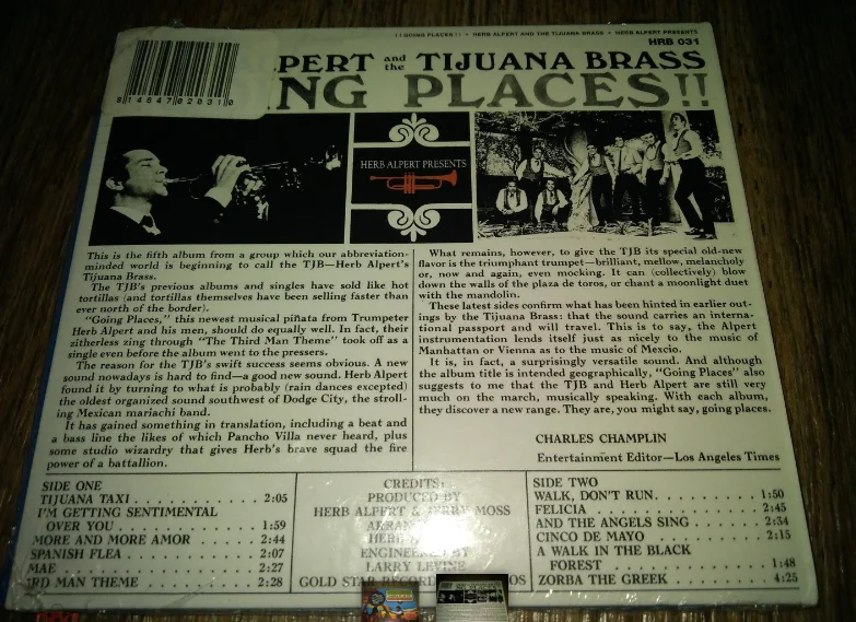 ДЖАЗ сд CD Herb Alpert And The Tijuana Brass Going Places USA запечатанный - миниатюра 2