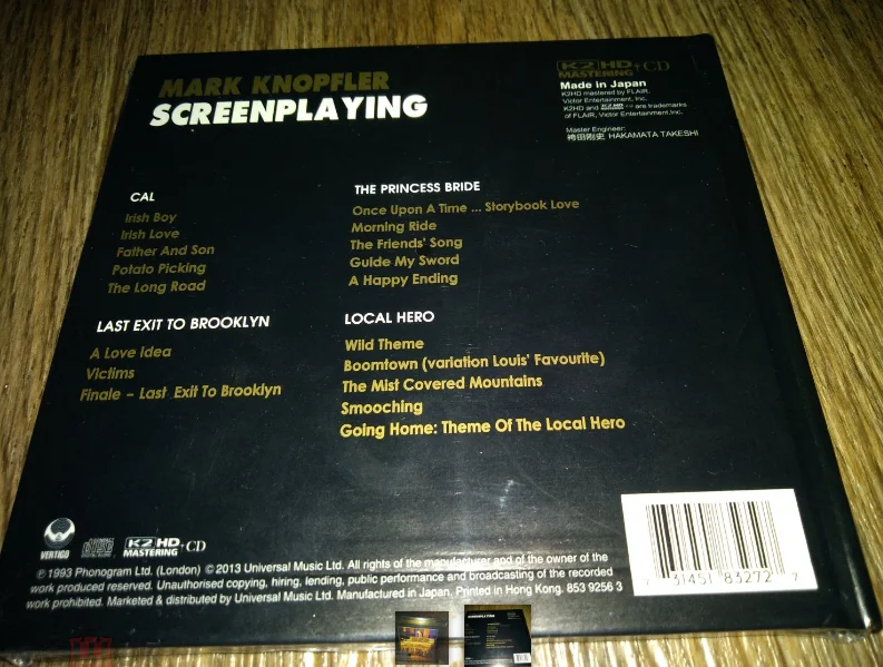 сд Dire Straits Mark Knopfler Screenplaying K2HD CD новый Запечатанный - миниатюра 2