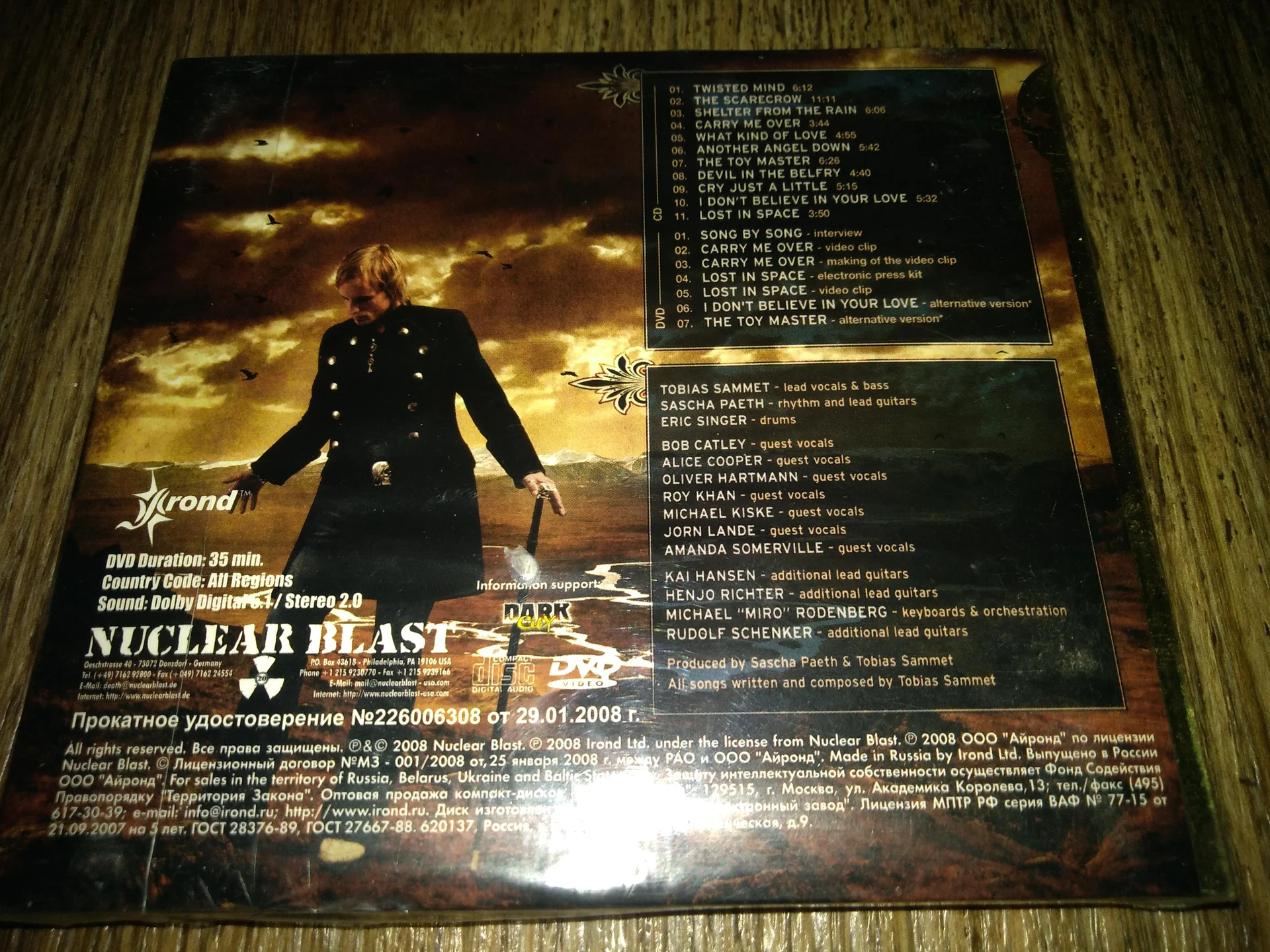 AVANTASIA-The Scarecrow-2008 Irond Лиц.CD+DVD Digipack Буклет IROND запечатанный - миниатюра 2