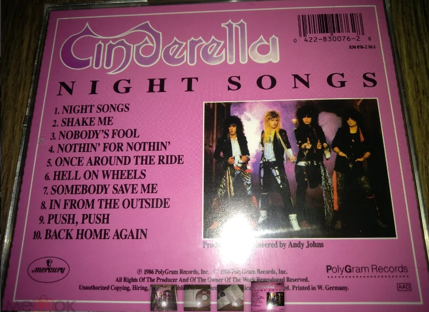 сд Cinderella ‎– Night Songs 1986  Release ru новый. - миниатюра 3