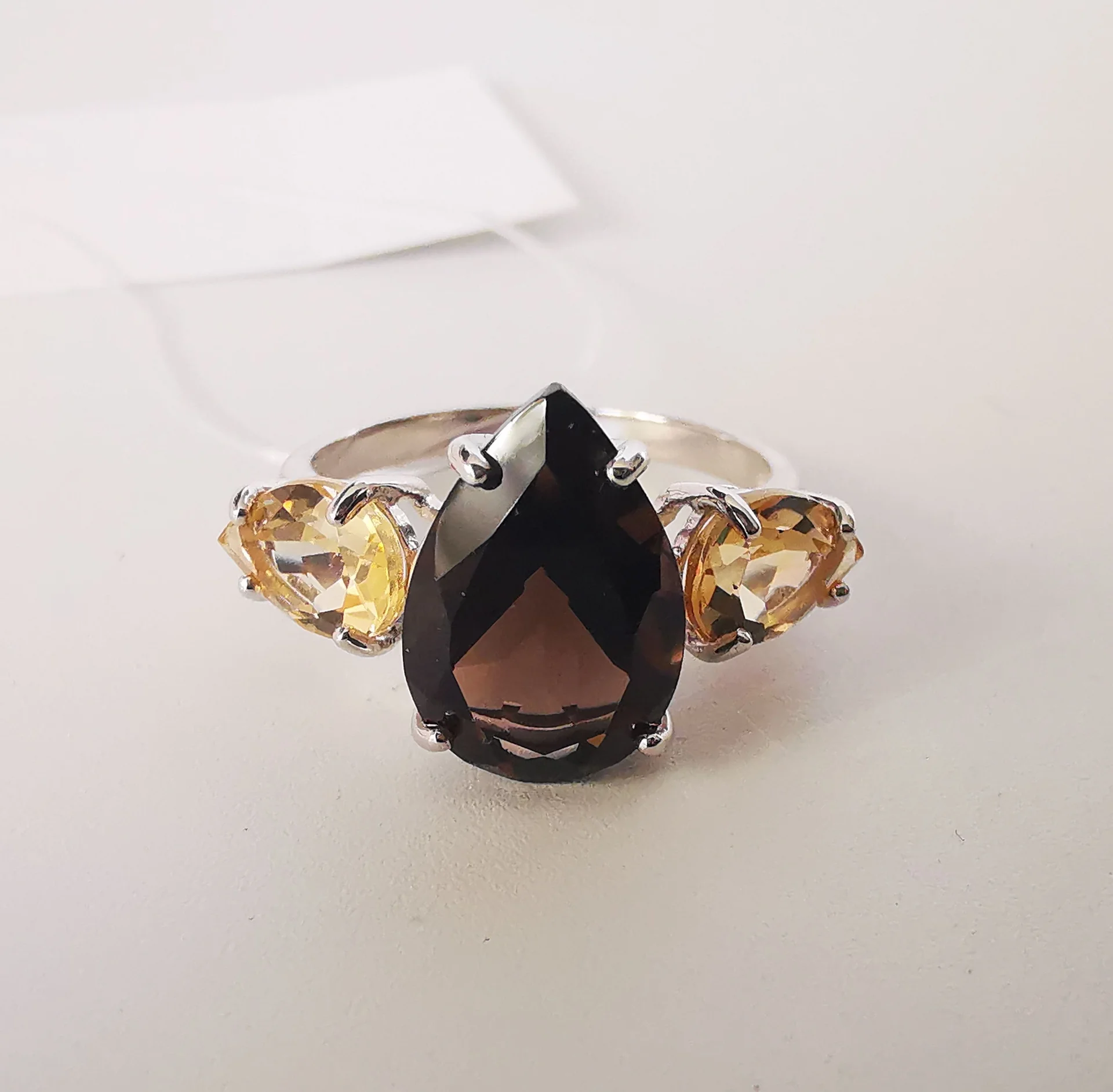 Серебряное кольцо с топазом и цитрином 16,5 р - миниатюра 2