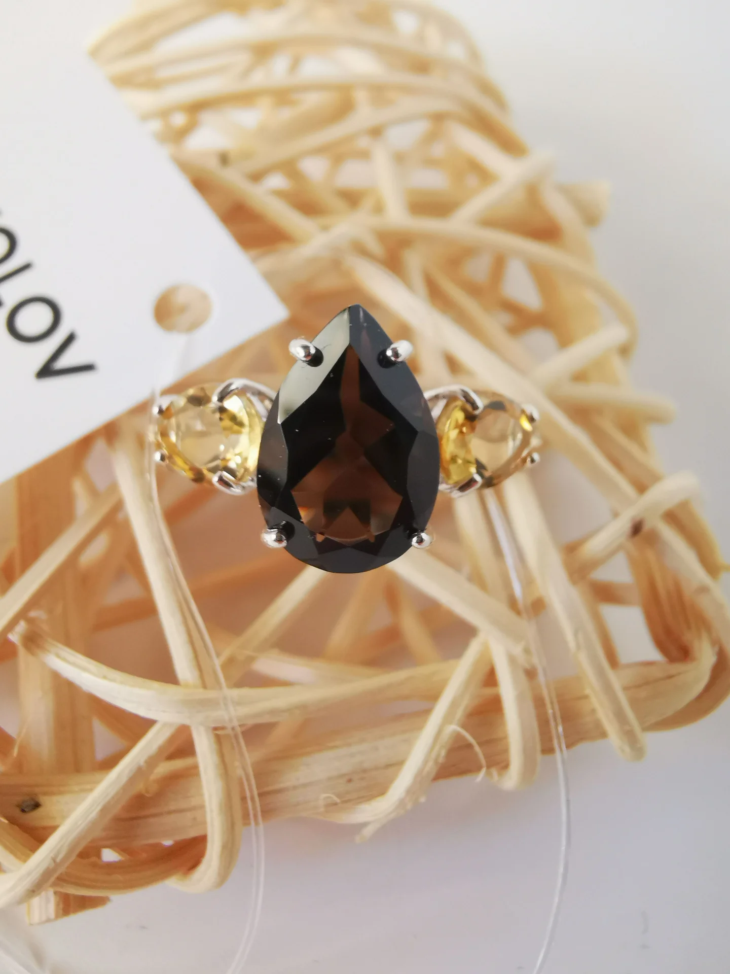 Серебряное кольцо с топазом и цитрином 16,5 р - миниатюра 8