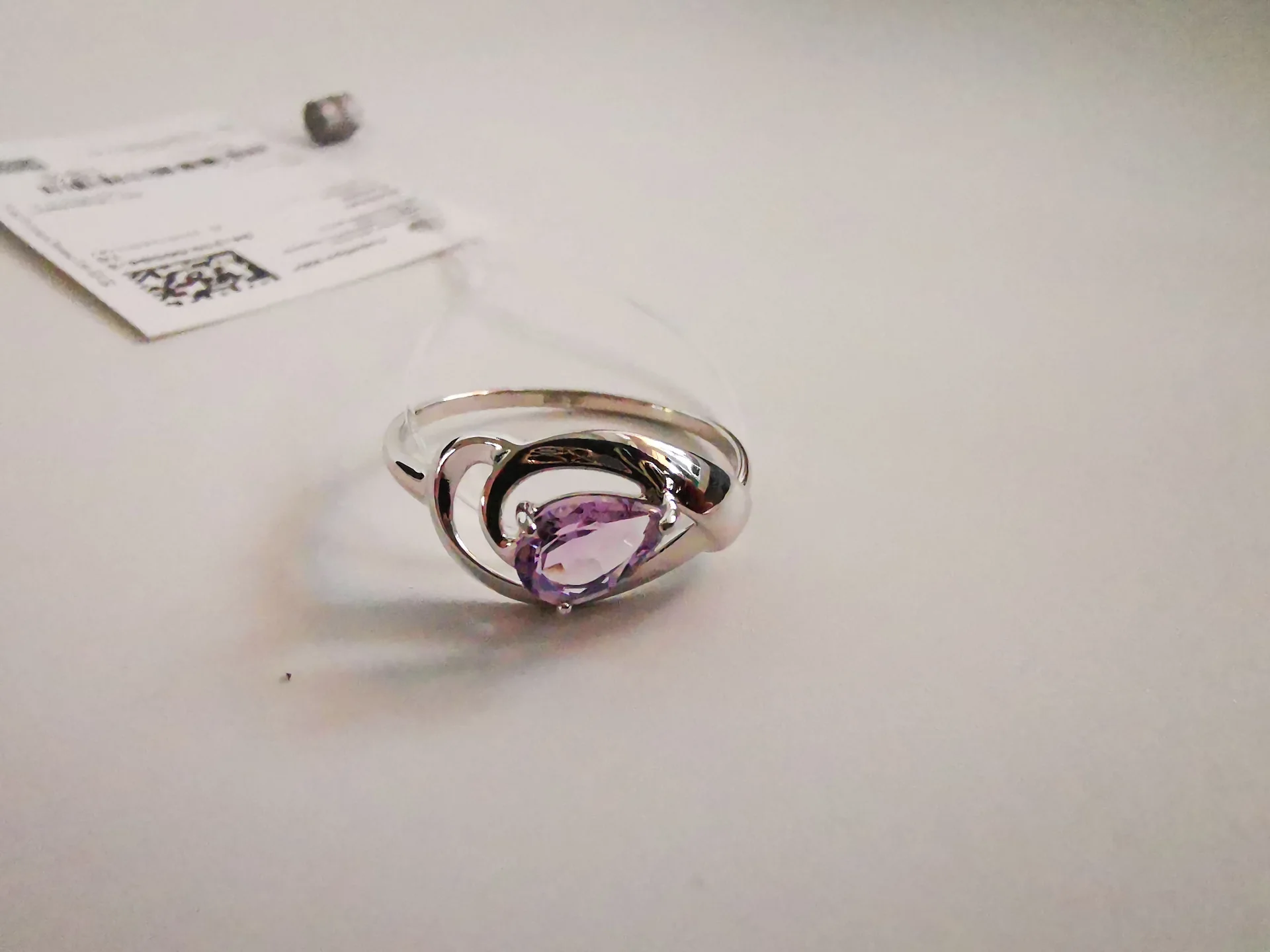 Серебряное кольцо с аметистом 18 размер - миниатюра 10