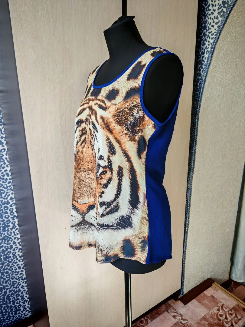 Топ Майка женская принт ТИГР 46-48 размер - миниатюра 3