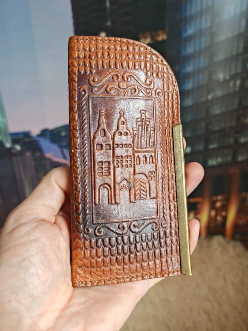 Футляр для очков кожа латунь Рига СССР - изображение 1