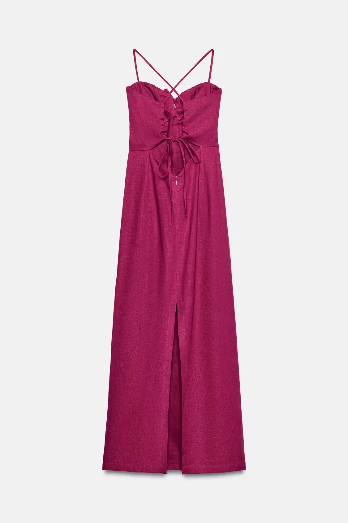 Платье Zara бордовое лен - миниатюра 9
