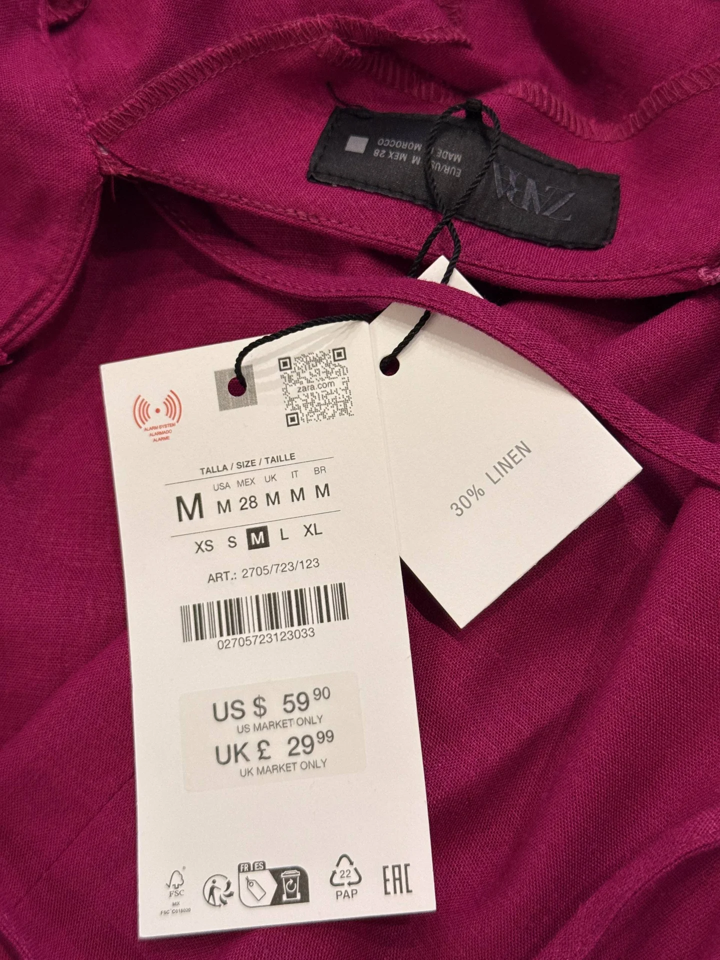 Платье Zara бордовое лен - миниатюра 11