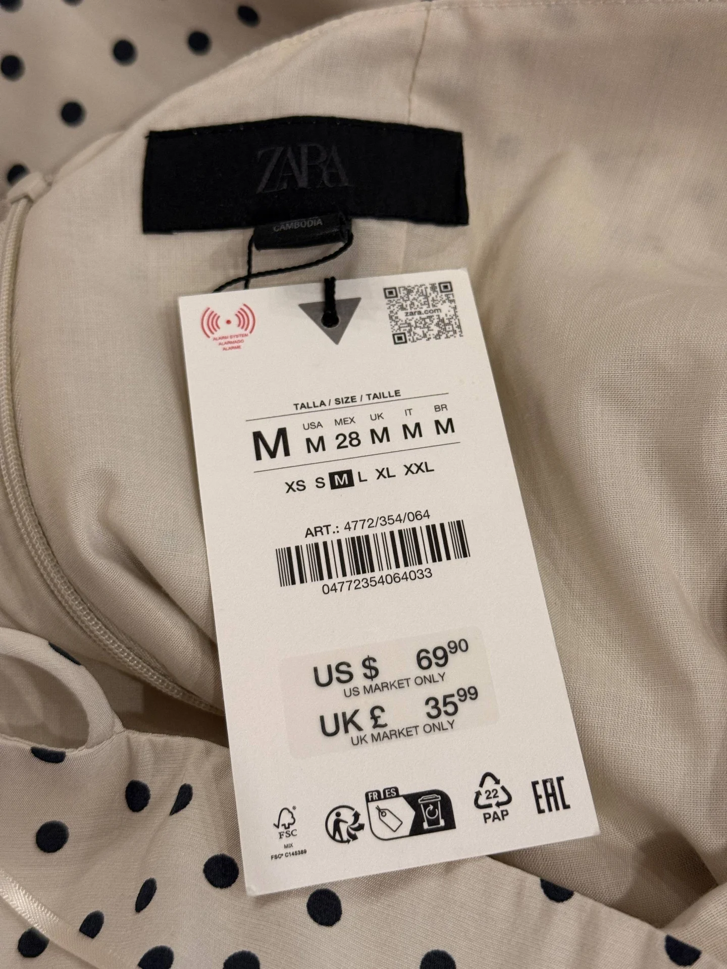 Сарафан Zara белого цвета в горошек. - миниатюра 9