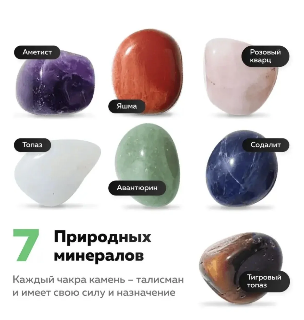 Набор чакровых камней, 7 натуральных камней - миниатюра 9