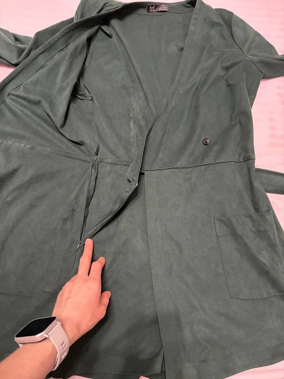 Комбинезон замшевый Zara S изумрудный - миниатюра 4