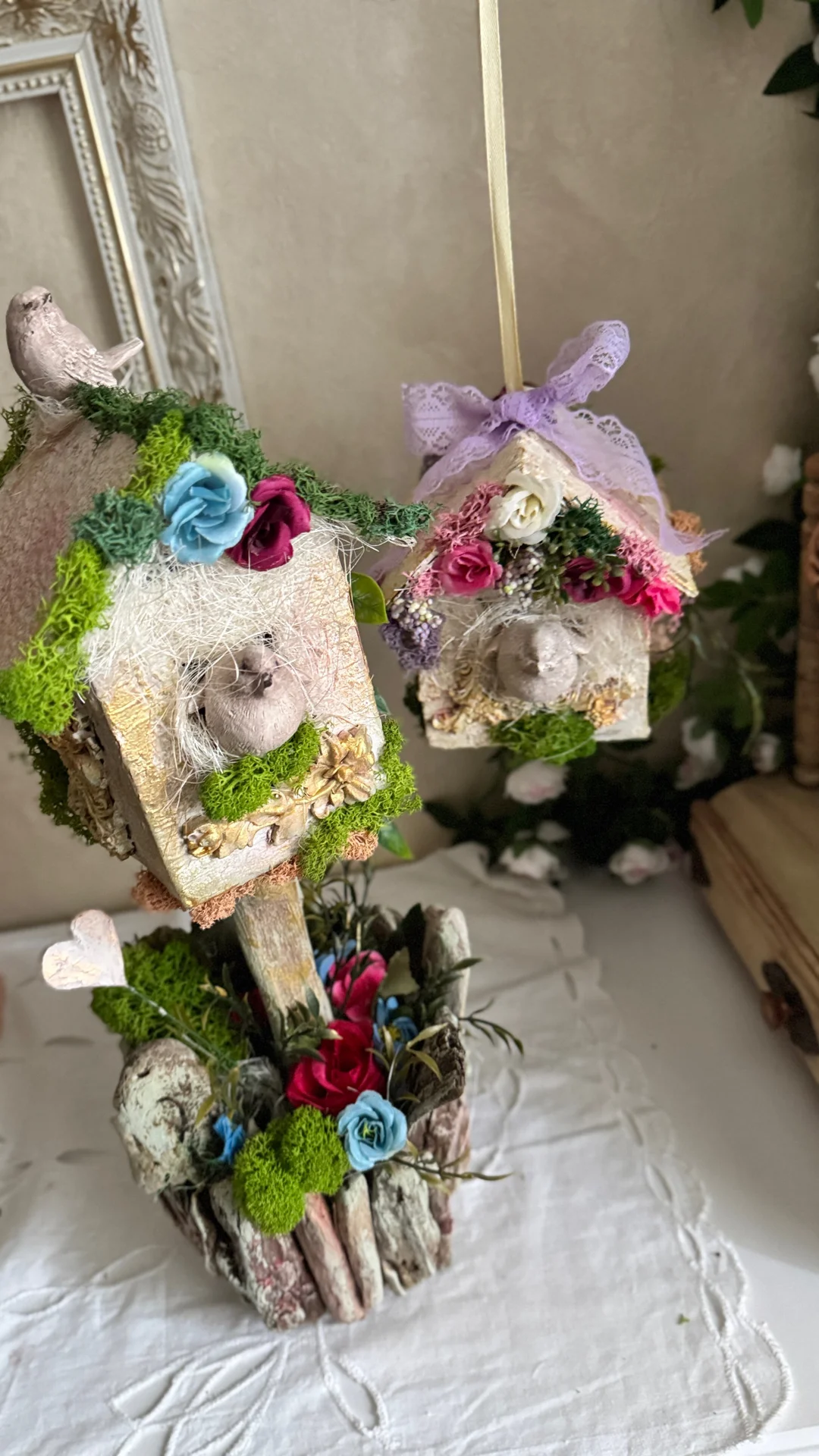 винтажный домик с птичками - миниатюра 3