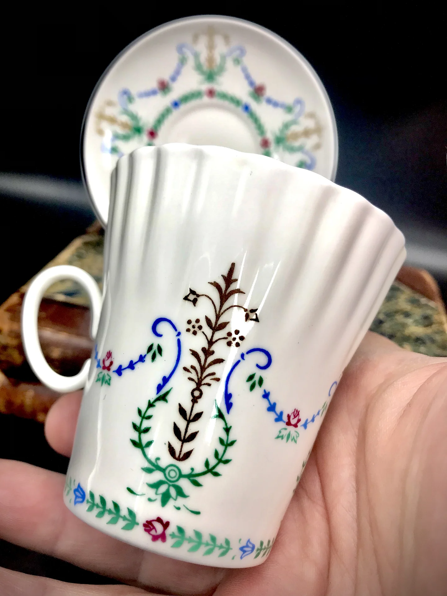 Кофейная пара лфз ссср , костяной фарфор - миниатюра 4