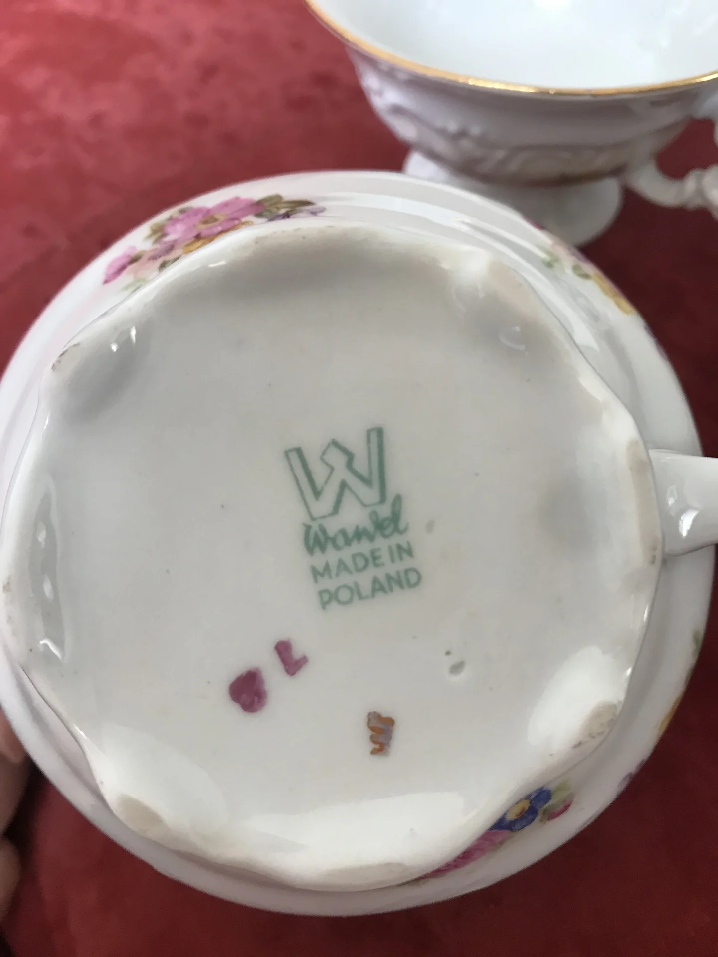 Чашки и молочник фарфор WAWEL эксклюзивный винтаж - миниатюра 9