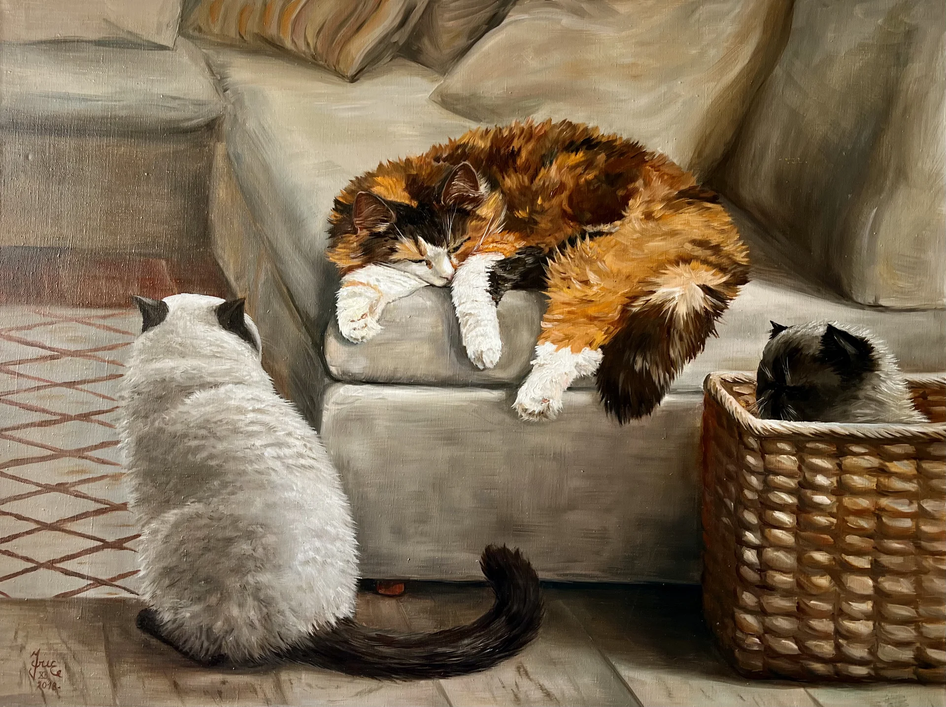 Картина маслом с котиками - миниатюра 2