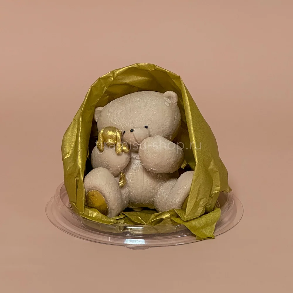 Фигурка из шоко глазури «Мишка с зайкой» беж/зол - изображение 1