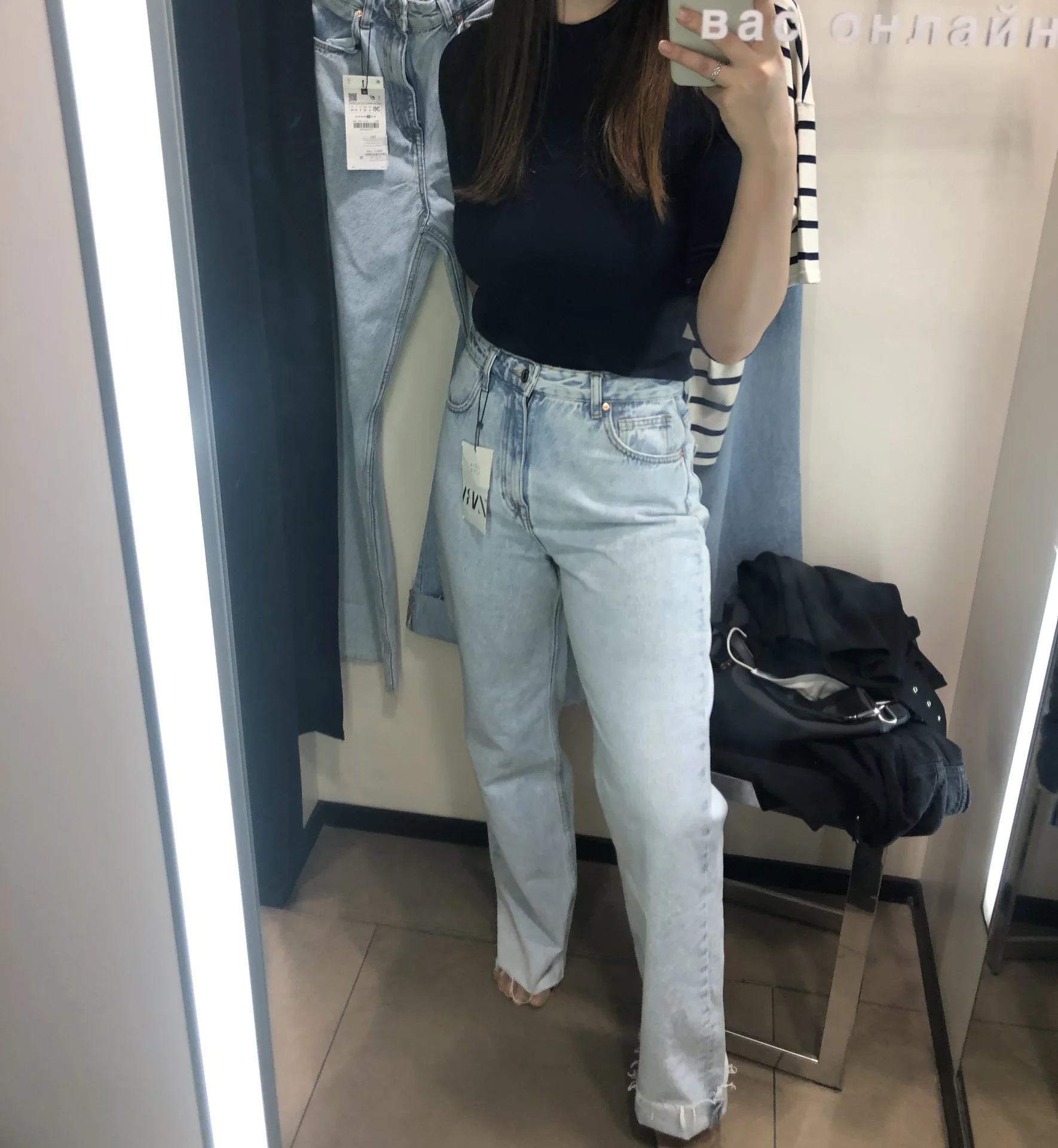 джинсы Zara голубые прямые 36 - миниатюра 2