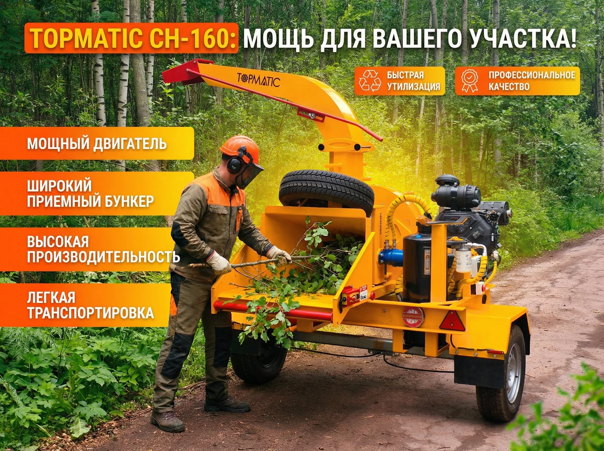 Измельчитель дерева TOPMATIC CH-160 - изображение 1