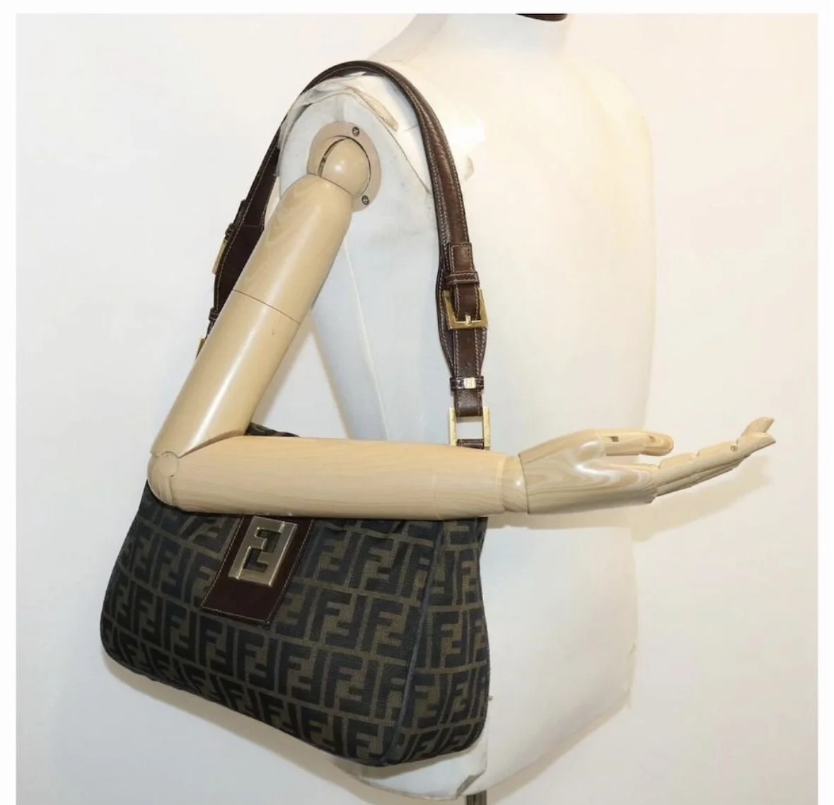 Fendi Zucca Canvas Shoulder Bag сумка фенди - миниатюра 3