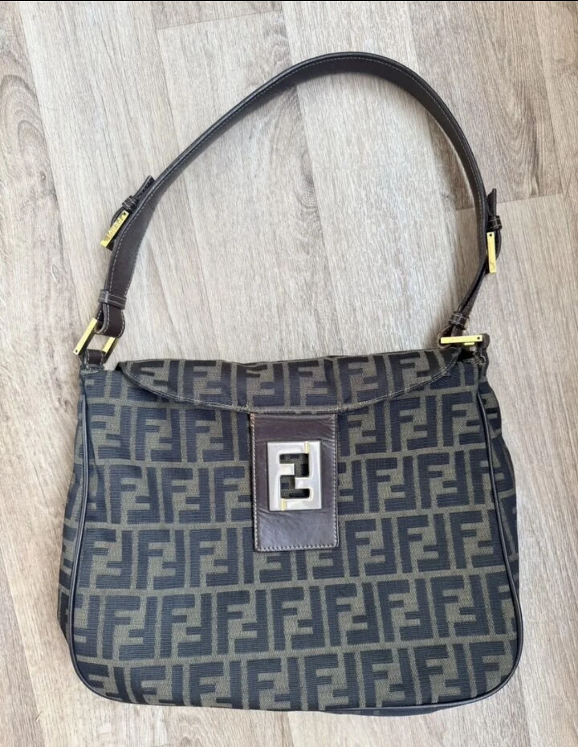 Fendi Zucca Canvas Shoulder Bag сумка фенди - миниатюра 6