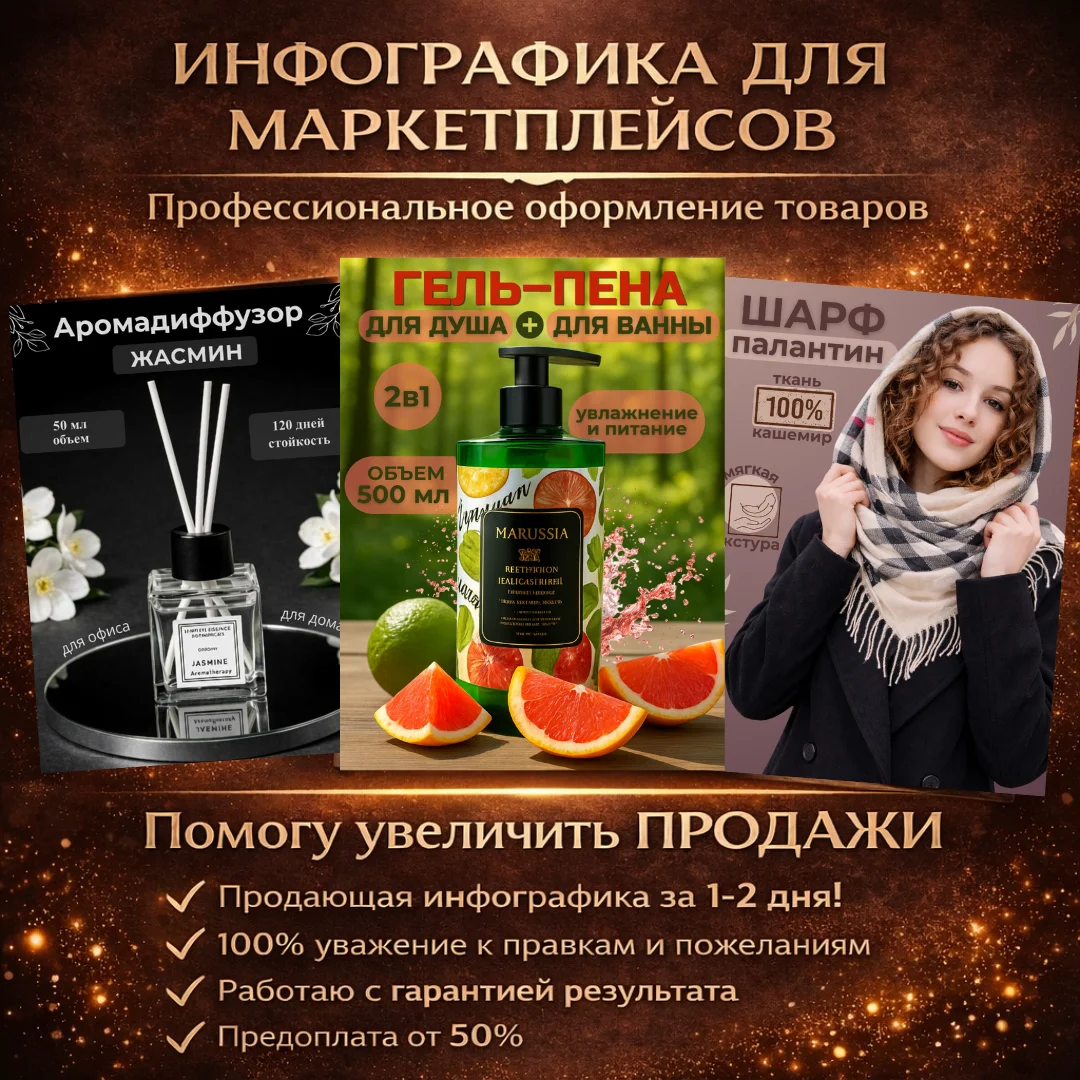 Инфографика для маркетплейсов. Дизайн карточек. - миниатюра 2