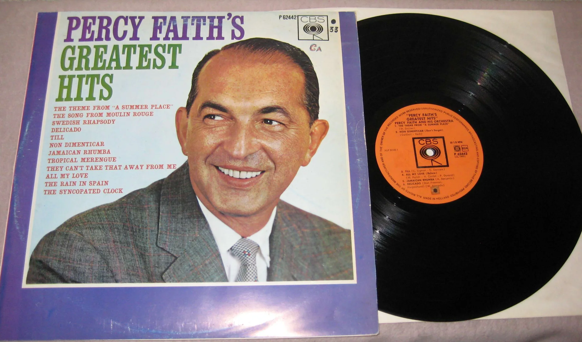 Percy Faith - Percy Faith's Greatest Hits (LP, 1964, Нидерланды) - миниатюра 3