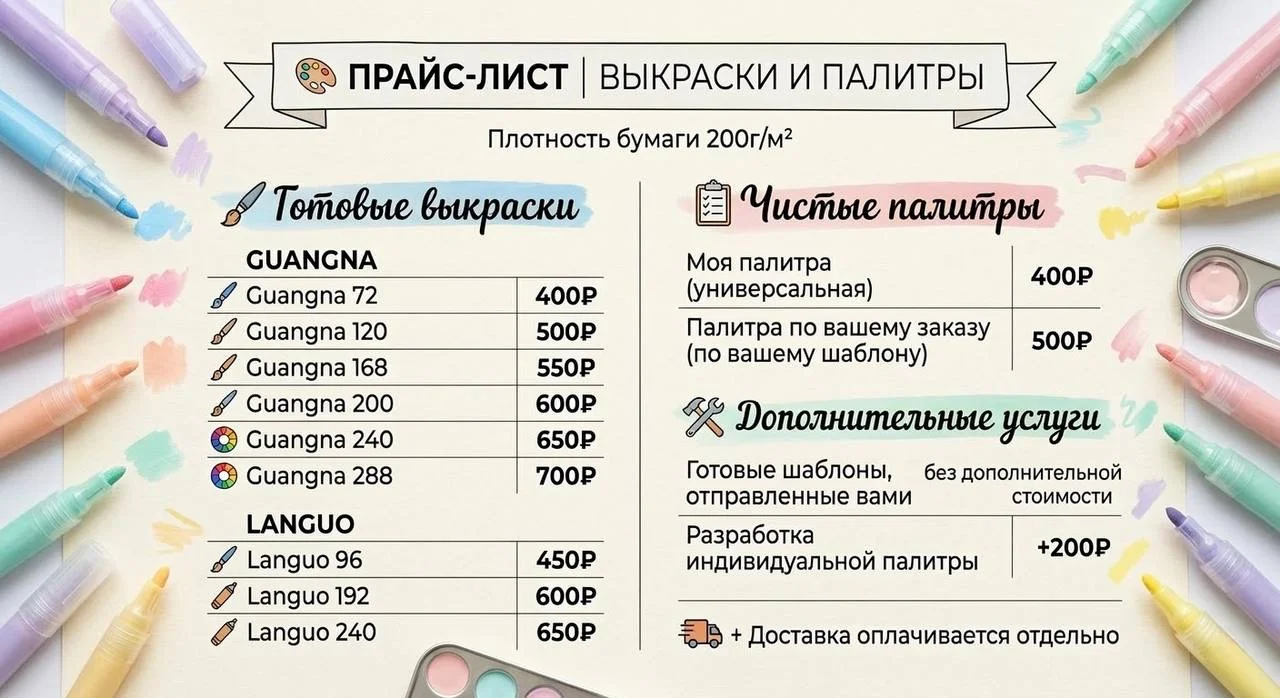Выкраски/Палитры для маркеров Guangna/Languo