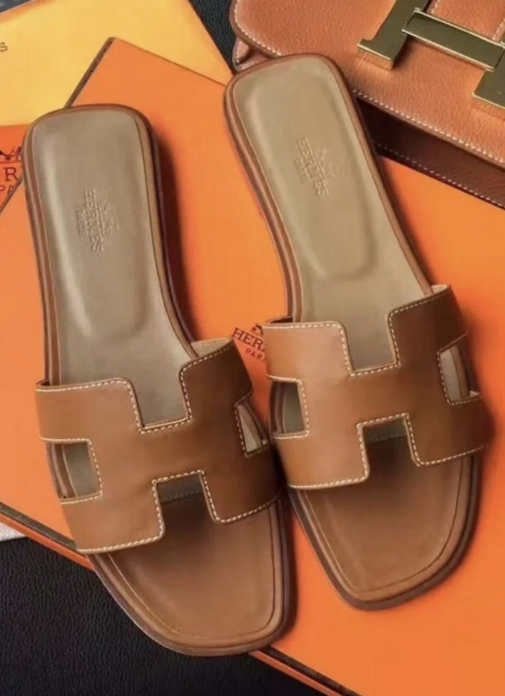 Шлепанцы пантолеты в стиле Hermes - изображение 1