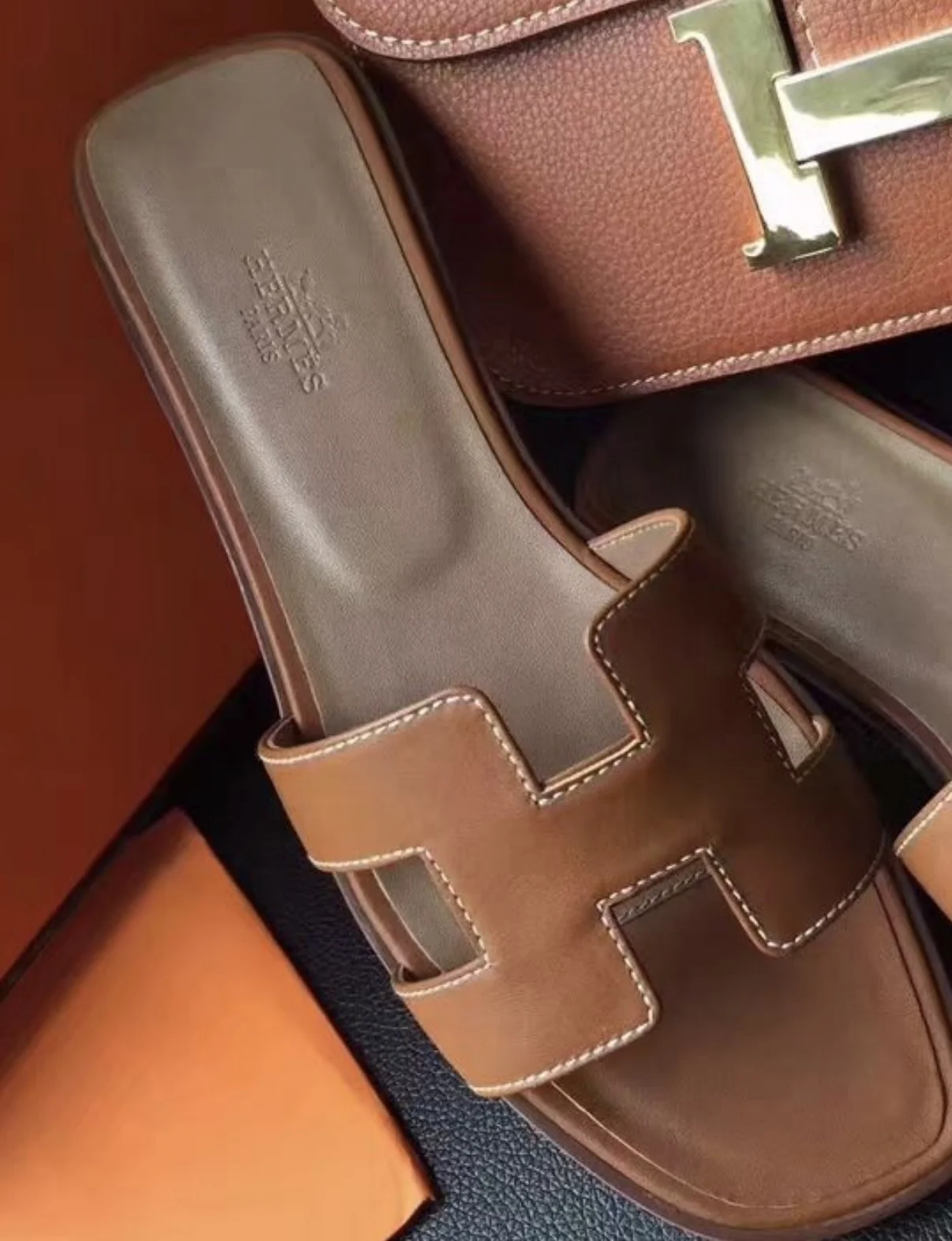 Шлепанцы пантолеты в стиле Hermes - миниатюра 2