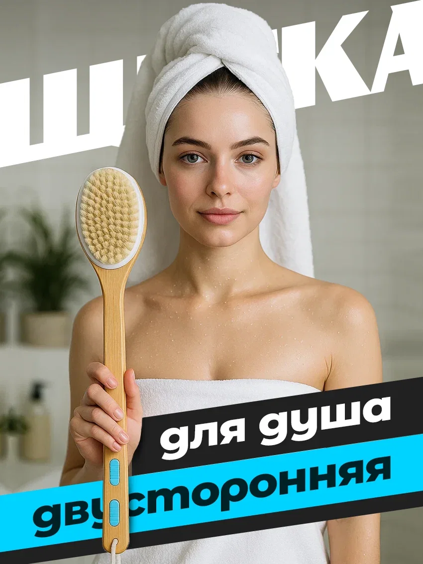 Щётка массажная для душа с длинной ручкой - изображение 1