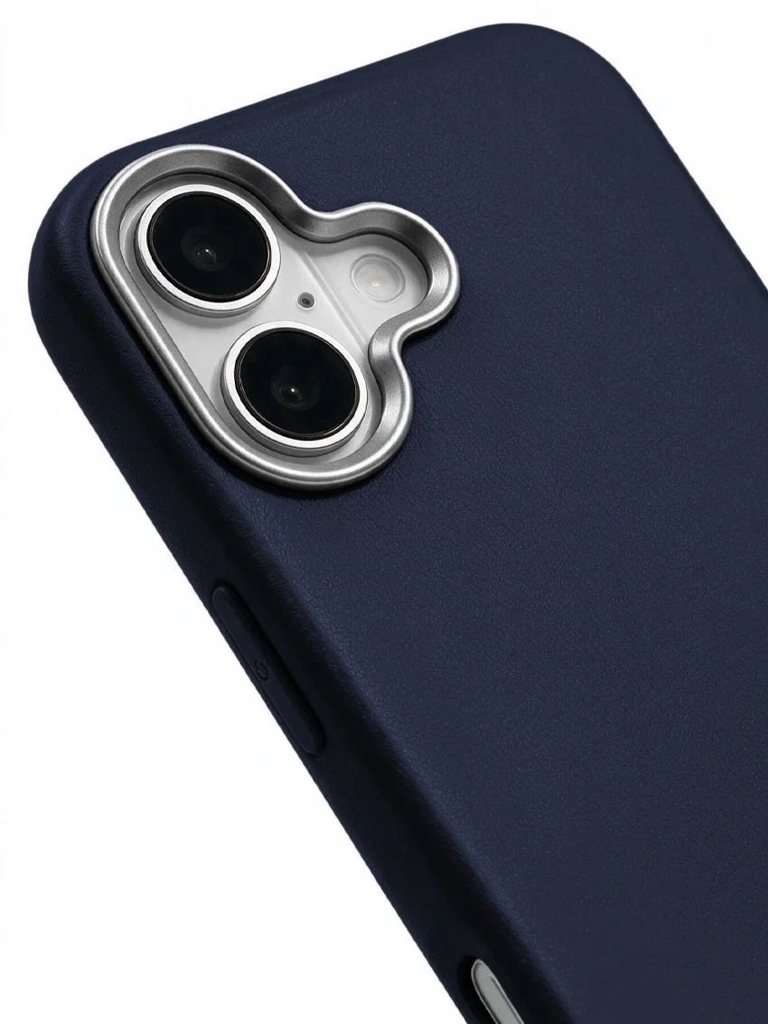 Чехол для iPhone 17 с текстурой кожи синий цвет - миниатюра 3
