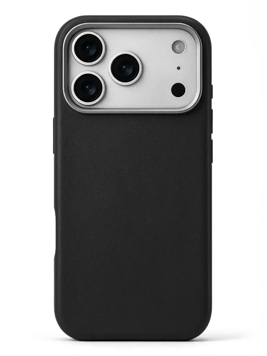 Чехол для iPhone 17 Pro с текстурой кожи чёрный цвет - миниатюра 2