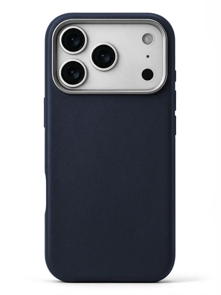 Чехол для iPhone 17 Pro с текстурой кожи синий цвет - миниатюра 2
